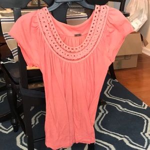 Coral scoop neck top